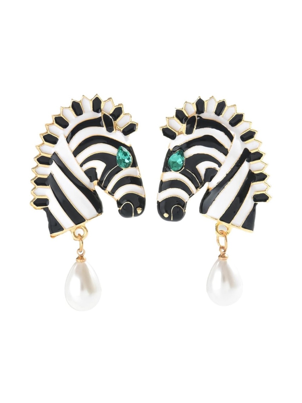 Cute zebra hanging earrings for women, cubic zirconia